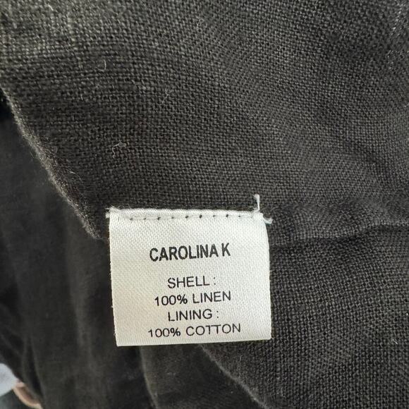 Carolina K Linen Embroidered Double Ruffle Peplum Black Sleeveless Top Small - Picture 7 of 7